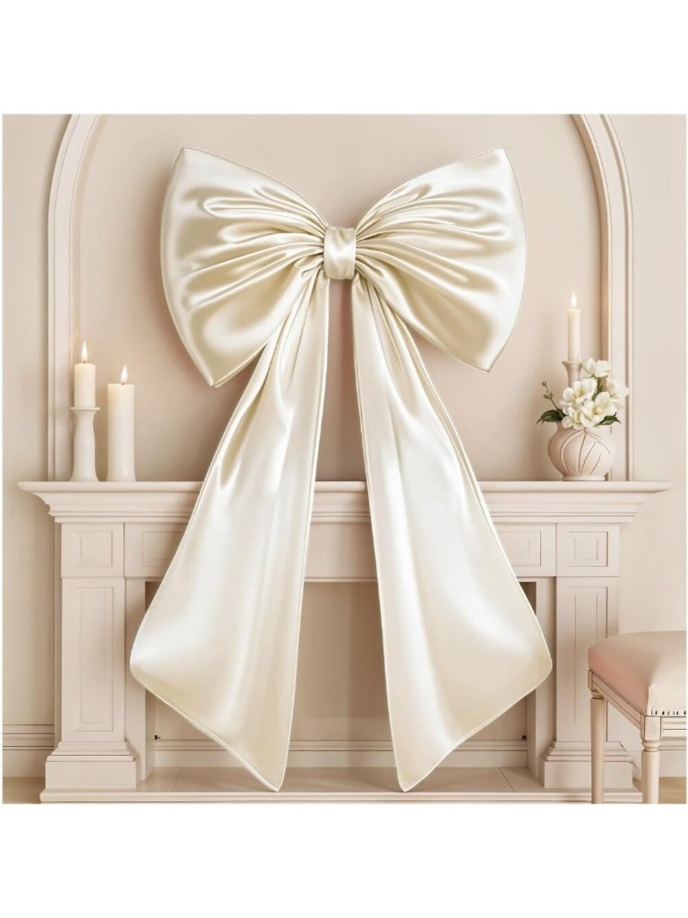 Large Cream White Bow Decoration for Party Backdrop, Wedding Decor, Wall Art